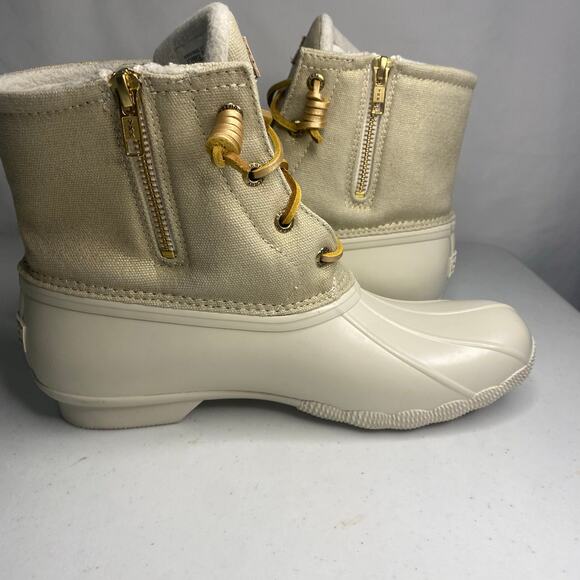 Sperry Womens Top Sider Saltwater Sparkle Duck Boots Waterproof White Cream 8 - Picture 9 of 15